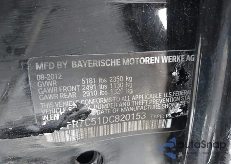 2013 BMW 535I z USA, uszkodzony, nr VIN WBAFR7C51DC820153